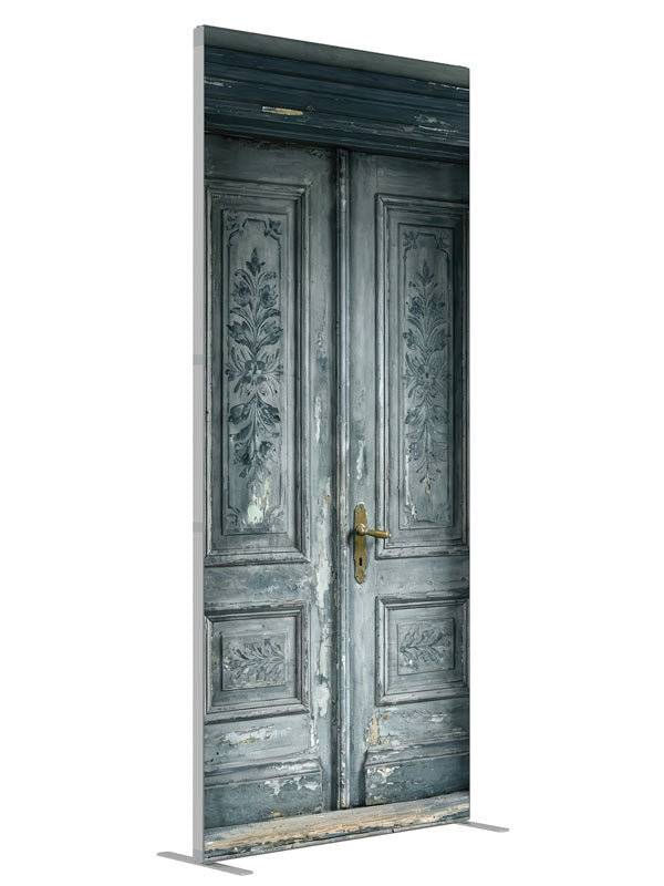 Antique Gray Double Door shown at an angled view, photography backdrop panel for Denny StudioEdge silicone edge frame, 3 ft