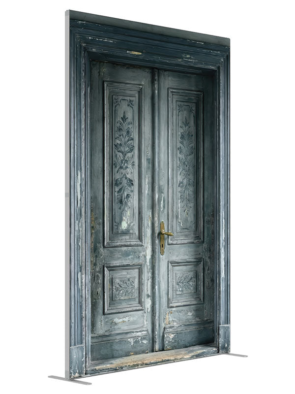 Antique Gray Double Door shown at an angled view, photography backdrop panel for Denny StudioEdge silicone edge frame, 5 ft