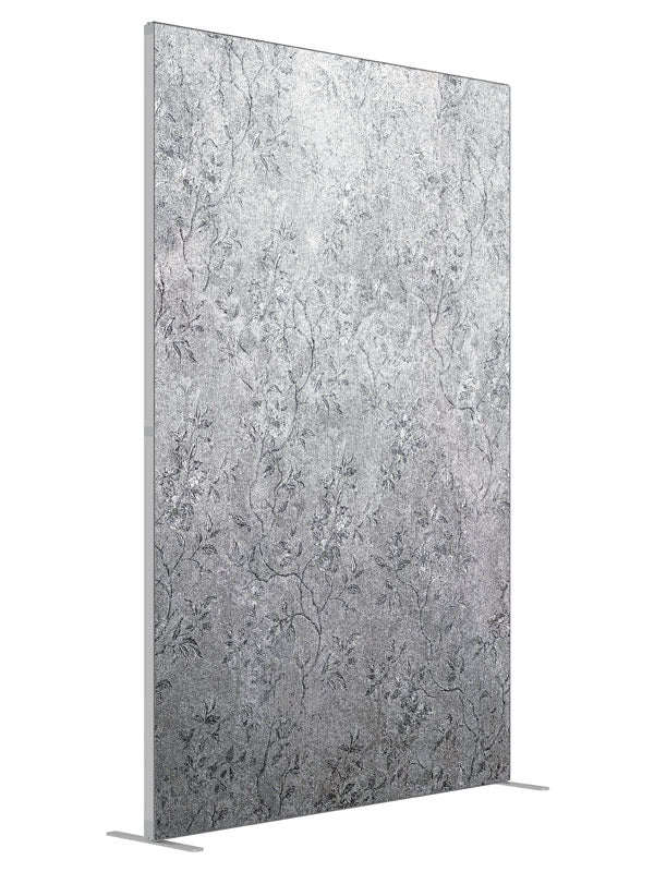 Arabesque Silver shown at an angled view, photography backdrop panel for Denny StudioEdge silicone edge frame, 5 ft