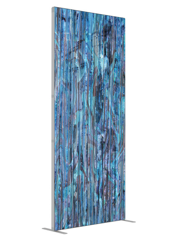 Assimilation Blue Streak Texture shown at an angled view, photography backdrop panel for Denny StudioEdge silicone edge frame, 3 ft