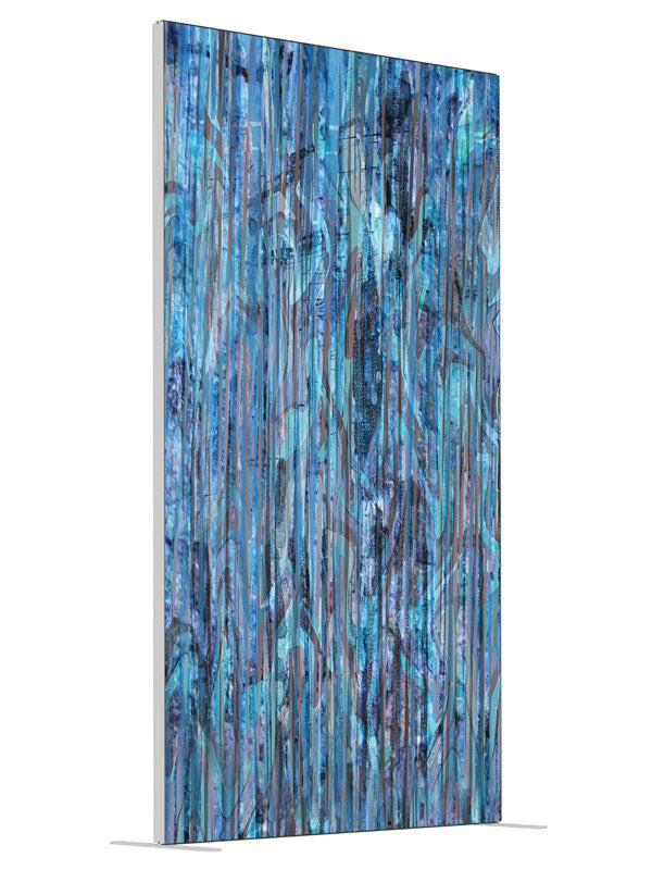 Assimilation Blue Streak Texture shown at an angled view, photography backdrop panel for Denny StudioEdge silicone edge frame, 4 ft
