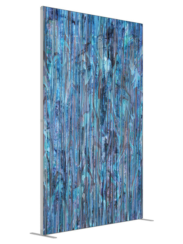 Assimilation Blue Streak Texture shown at an angled view, photography backdrop panel for Denny StudioEdge silicone edge frame, 5 ft