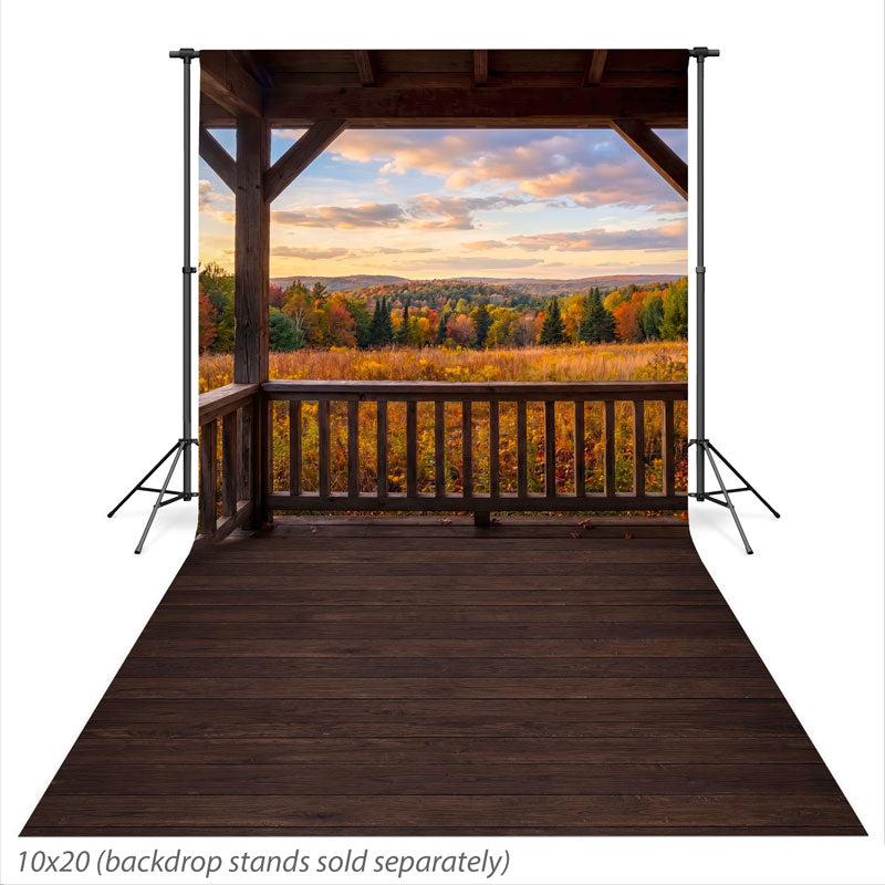 Sunset Porch Autumn Valley Sunset Porch View photography backdrop shown extending down onto the studio floor CP-9036