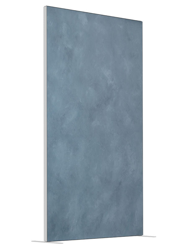 Bali Hai and Shuttle Grey Blue shown at an angled view, photography backdrop panel for Denny StudioEdge silicone edge frame, 4 ft