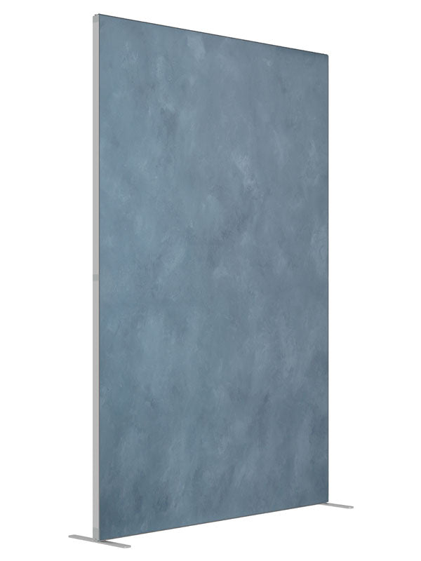 Bali Hai and Shuttle Grey Blue shown at an angled view, photography backdrop panel for Denny StudioEdge silicone edge frame, 5 ft