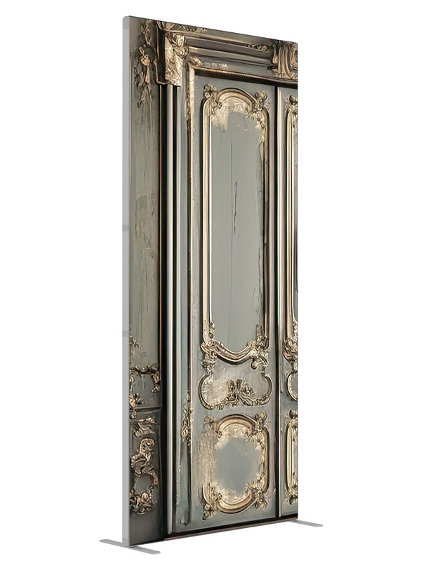Baroque Door shown at an angled view, photography backdrop panel for Denny StudioEdge silicone edge frame, 3 ft