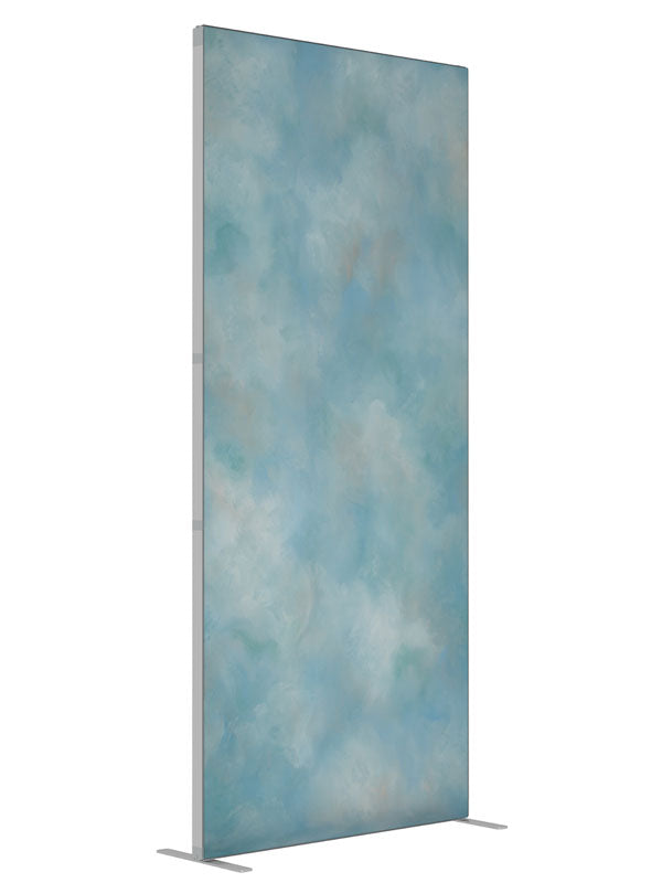 Blue Assurance shown at an angled view, photography backdrop panel for Denny StudioEdge silicone edge frame, 3 ft