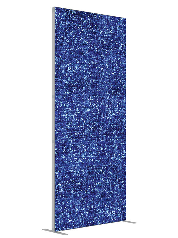Blue Bokeh Glitter shown at an angled view, photography backdrop panel for Denny StudioEdge silicone edge frame, 3 ft