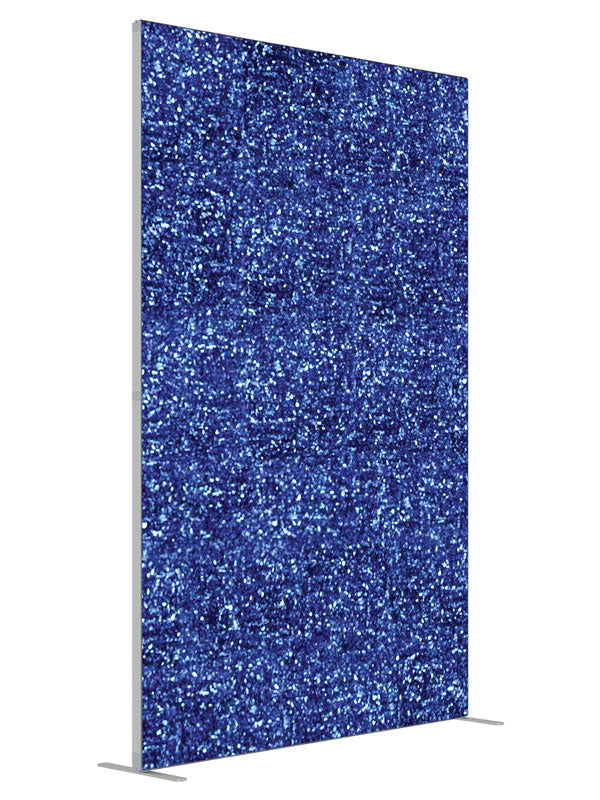 Blue Bokeh Glitter shown at an angled view, photography backdrop panel for Denny StudioEdge silicone edge frame, 5 ft
