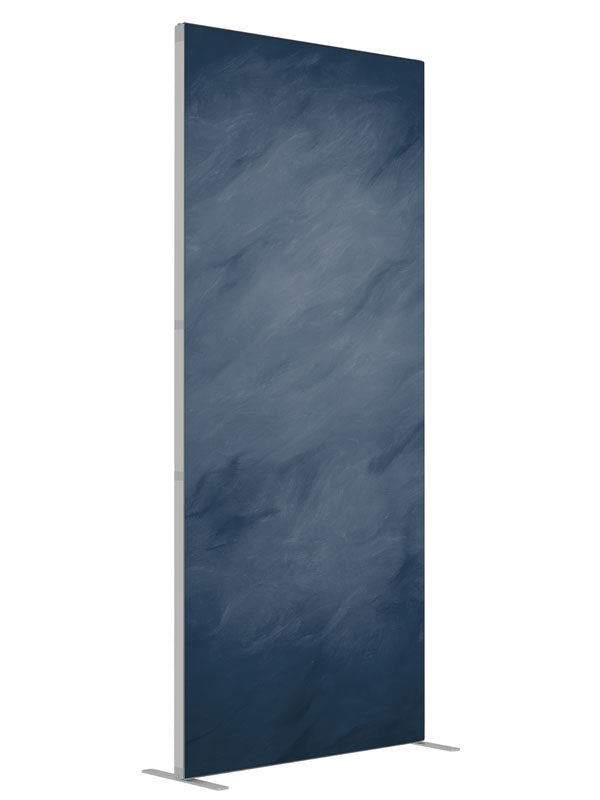 Blue Chambray shown at an angled view, photography backdrop panel for Denny StudioEdge silicone edge frame, 3 ft