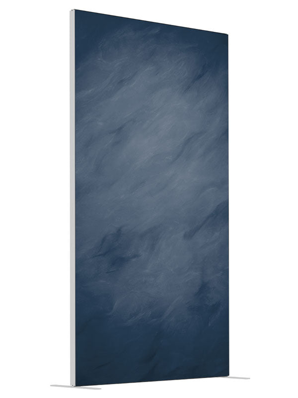 Blue Chambray shown at an angled view, photography backdrop panel for Denny StudioEdge silicone edge frame, 4 ft