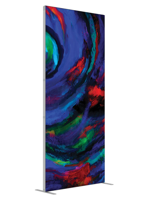 Blue Dream Swirl Abstract shown at an angled view, photography backdrop panel for Denny StudioEdge silicone edge frame, 3 ft