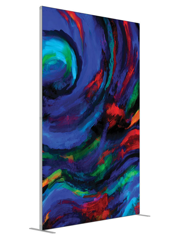 Blue Dream Swirl Abstract shown at an angled view, photography backdrop panel for Denny StudioEdge silicone edge frame, 5 ft