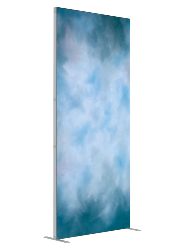 Blue Fog shown at an angled view, photography backdrop panel for Denny StudioEdge silicone edge frame, 3 ft