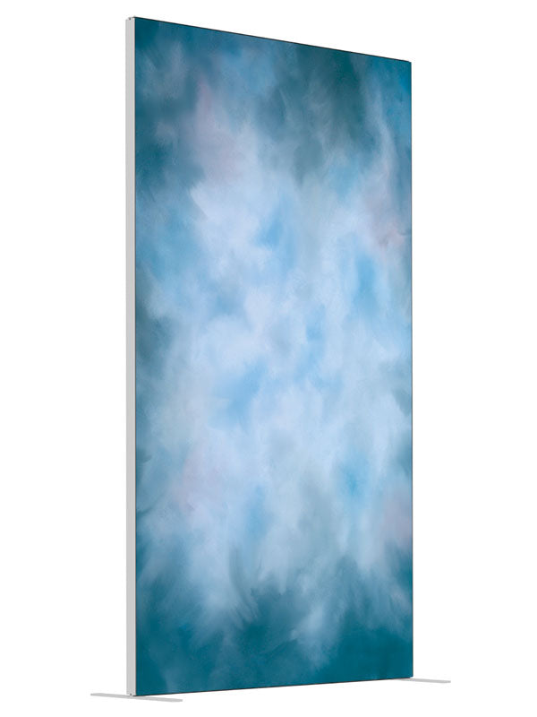 Blue Fog shown at an angled view, photography backdrop panel for Denny StudioEdge silicone edge frame, 4 ft