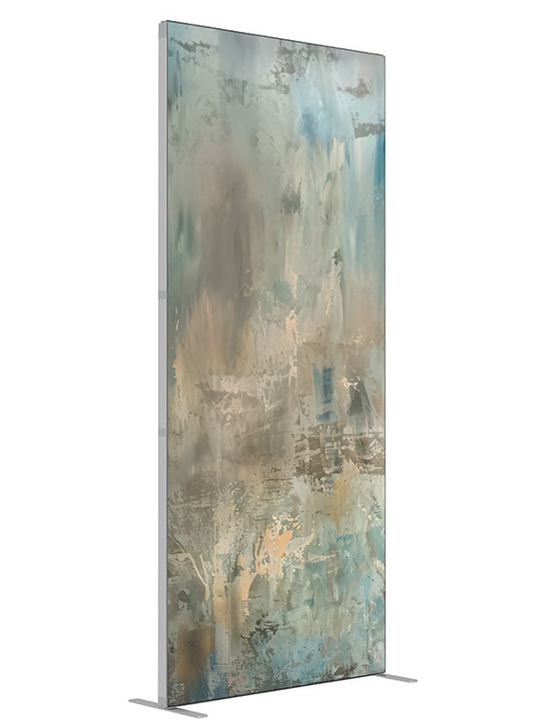 Blue gold abstract texture printed backdrop angled view 3ft - Denny StudioEdge SEOM-2615