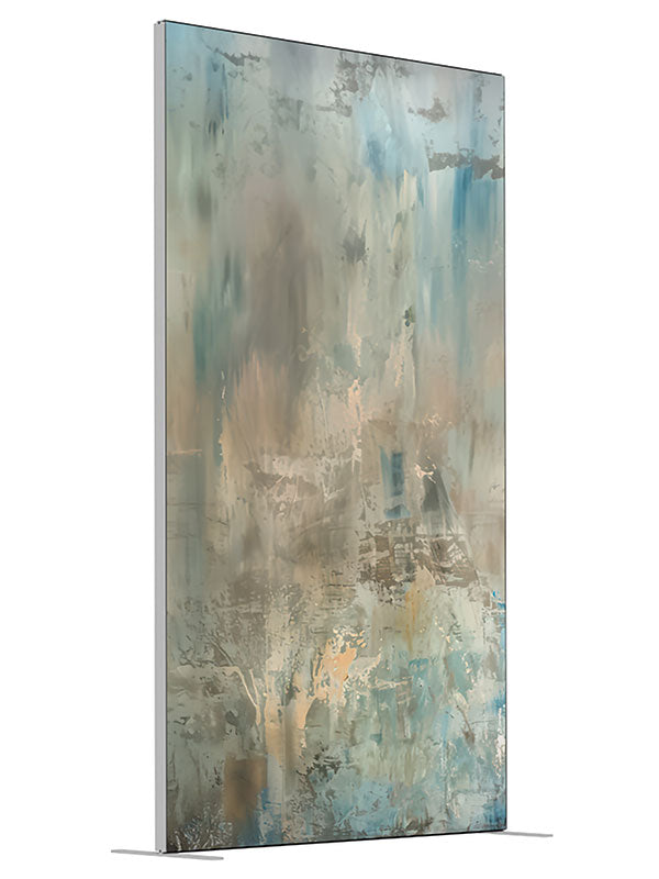 Blue gold abstract texture printed backdrop angled view 4ft - Denny StudioEdge SEOM-2615