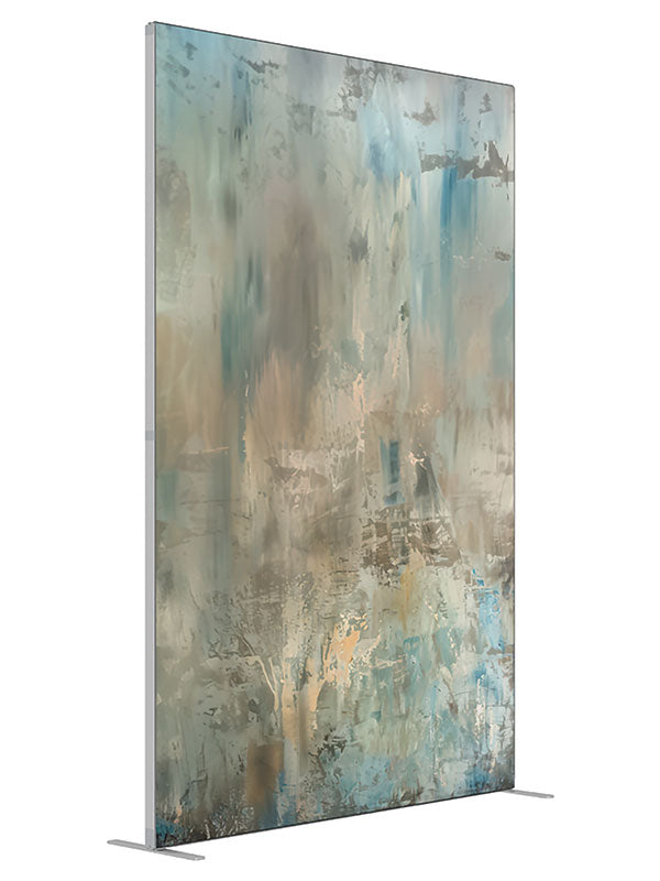 Blue gold abstract texture printed backdrop angled view 5ft - Denny StudioEdge SEOM-2615