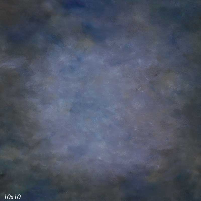 Blue and gray mottled photography backdrop featuring a smooth abstract gradient with softly blended tones and a cloudy textured appearance