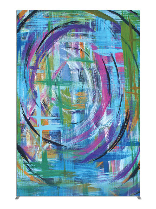 Blue green purple spiral, photography backdrop panel for Denny StudioEdge silicone edge frame, 5 ft