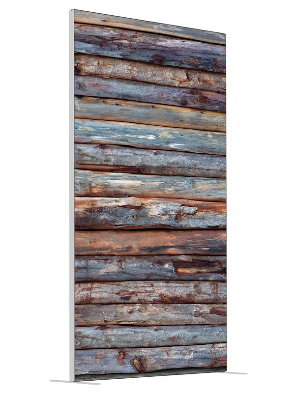 Blue Logs shown at an angled view, photography backdrop panel for Denny StudioEdge silicone edge frame, 4 ft