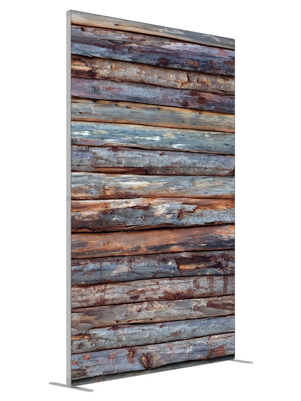 Blue Logs shown at an angled view, photography backdrop panel for Denny StudioEdge silicone edge frame, 5 ft