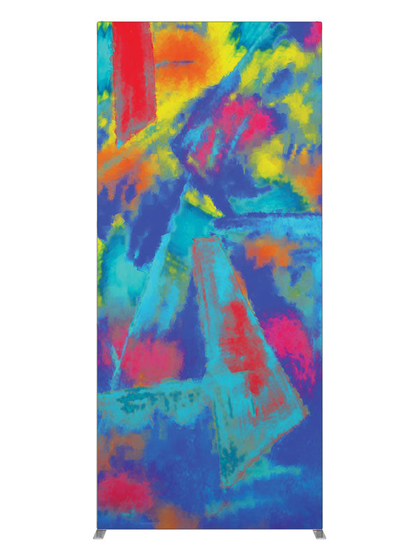 Blue magenta gold angular brushwork, photography backdrop panel for Denny StudioEdge silicone edge frame, 3 ft