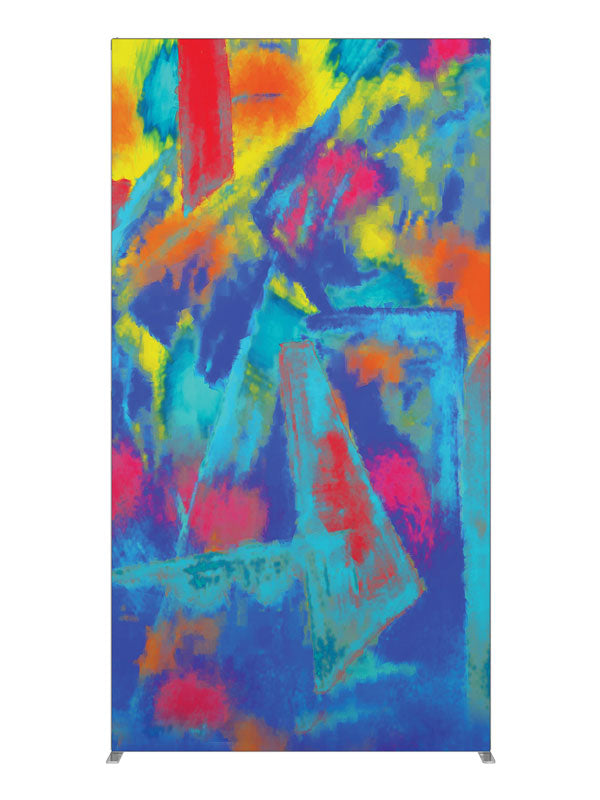 Blue magenta gold angular brushwork, photography backdrop panel for Denny StudioEdge silicone edge frame, 4 ft