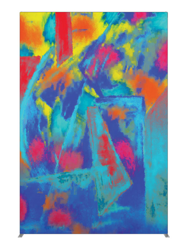 Blue magenta gold angular brushwork, photography backdrop panel for Denny StudioEdge silicone edge frame, 5 ft