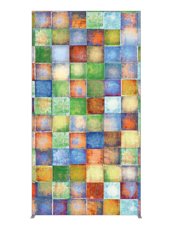 Blue Paper Squares, photography backdrop panel for Denny StudioEdge silicone edge frame, 4 ft