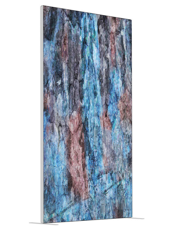 Blue pink iridescent stone shown at an angled view, photography backdrop panel for Denny StudioEdge silicone edge frame, 4 ft