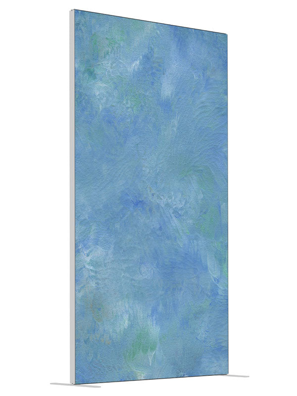 Blue Ripples Blue shown at an angled view, photography backdrop panel for Denny StudioEdge silicone edge frame, 4 ft
