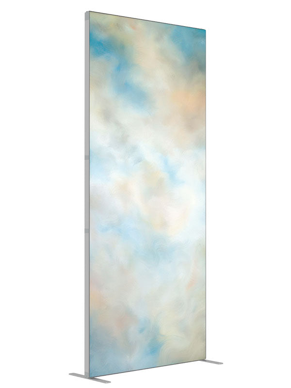 Blue Sky shown at an angled view, photography backdrop panel for Denny StudioEdge silicone edge frame, 3 ft