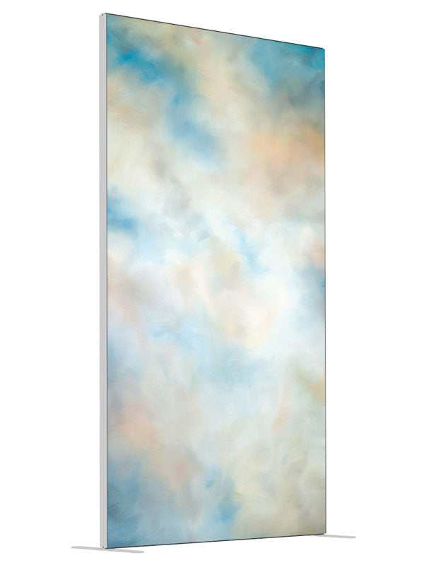 Blue Sky shown at an angled view, photography backdrop panel for Denny StudioEdge silicone edge frame, 4 ft