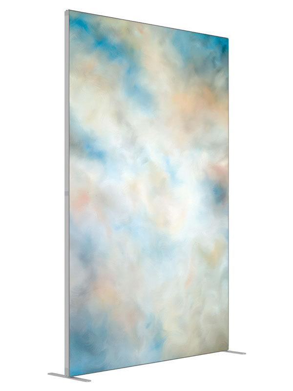 Blue Sky shown at an angled view, photography backdrop panel for Denny StudioEdge silicone edge frame, 5 ft