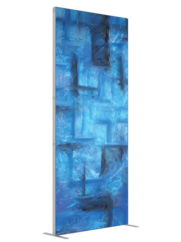 Blue slate cubist block shown at an angled view, photography backdrop panel for Denny StudioEdge silicone edge frame, 3 ft