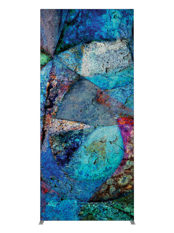 Blue teal stacked stone, photography backdrop panel for Denny StudioEdge silicone edge frame, 3 ft