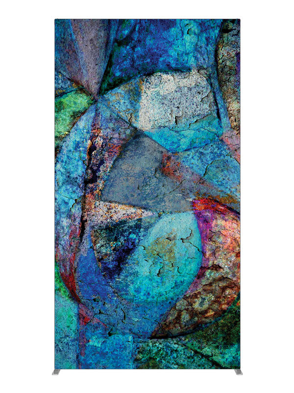 Blue teal stacked stone, photography backdrop panel for Denny StudioEdge silicone edge frame, 4 ft