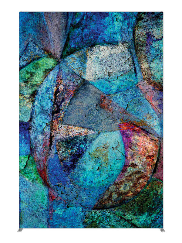 Blue teal stacked stone, photography backdrop panel for Denny StudioEdge silicone edge frame, 5 ft