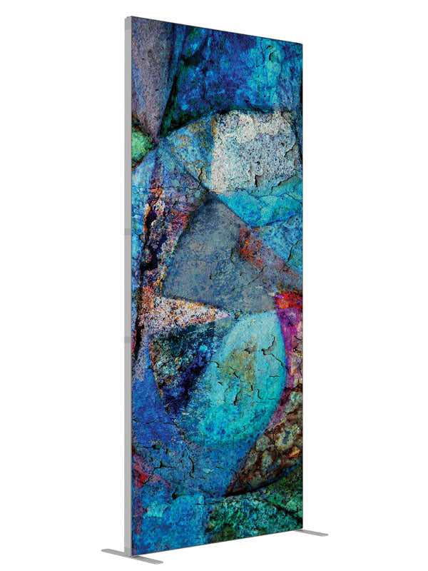 Blue teal stacked stone shown at an angled view, photography backdrop panel for Denny StudioEdge silicone edge frame, 3 ft