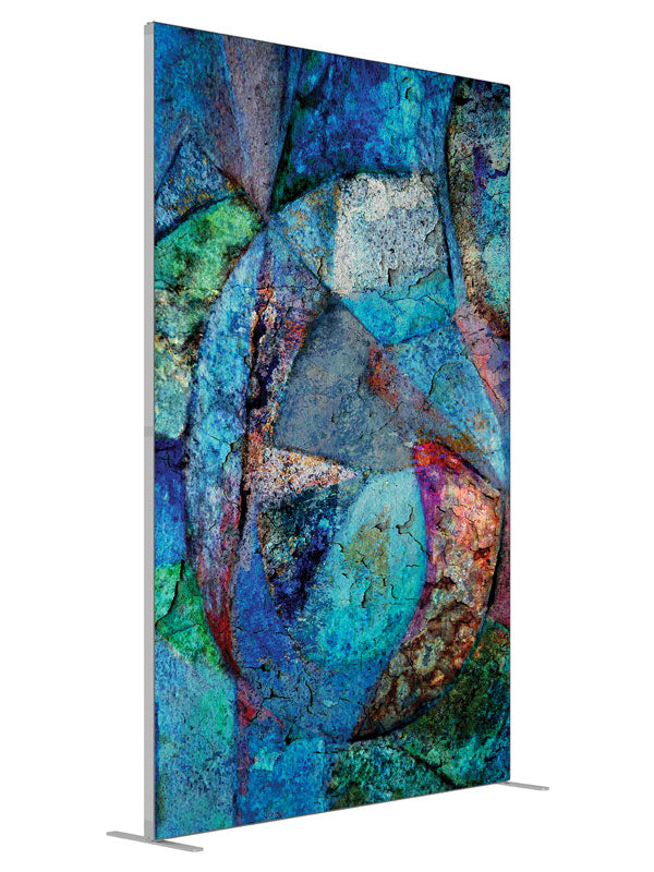 Blue teal stacked stone shown at an angled view, photography backdrop panel for Denny StudioEdge silicone edge frame, 5 ft