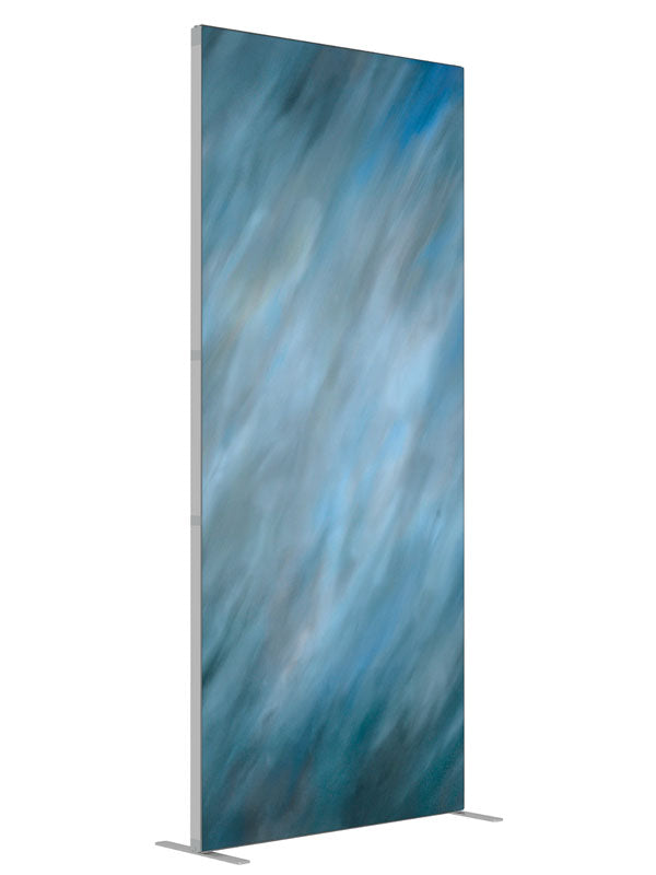 Blue Wisdom shown at an angled view, photography backdrop panel for Denny StudioEdge silicone edge frame, 3 ft