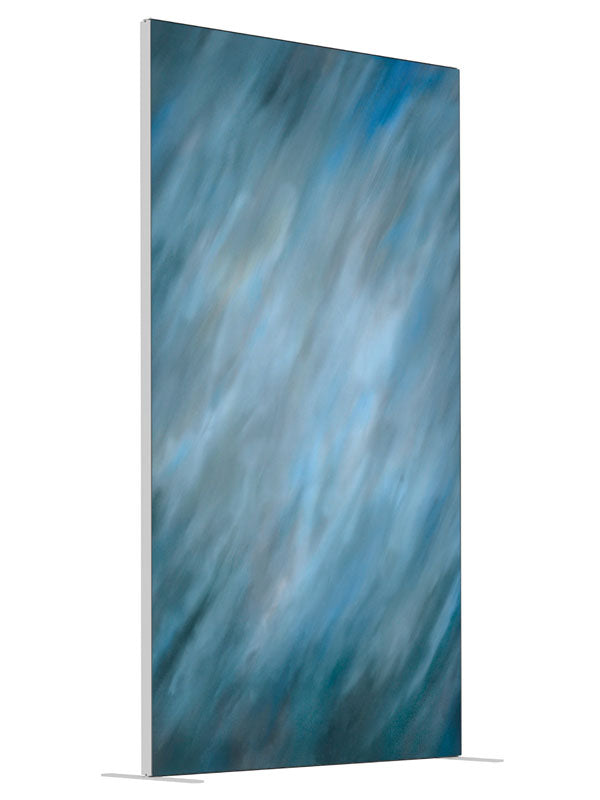 Blue Wisdom shown at an angled view, photography backdrop panel for Denny StudioEdge silicone edge frame, 4 ft
