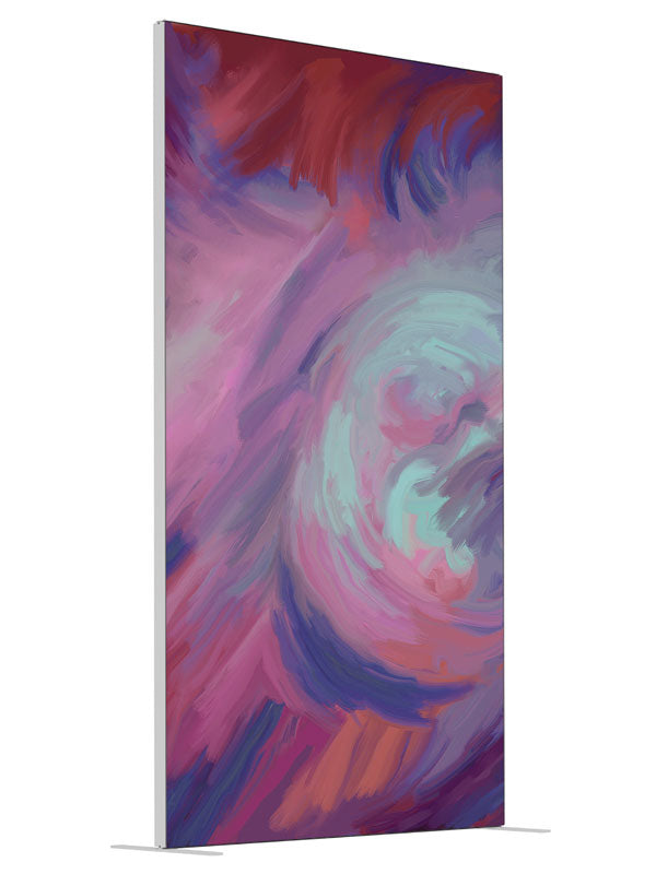 Blush Swirl shown at an angled view, photography backdrop panel for Denny StudioEdge silicone edge frame, 4 ft