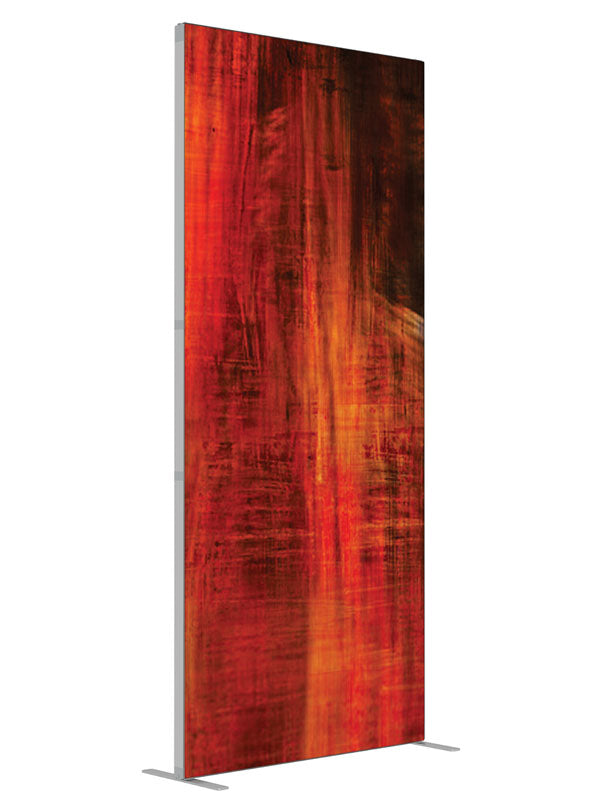 Bold red black vertical streak shown at an angled view, photography backdrop panel for Denny StudioEdge silicone edge frame, 3 ft