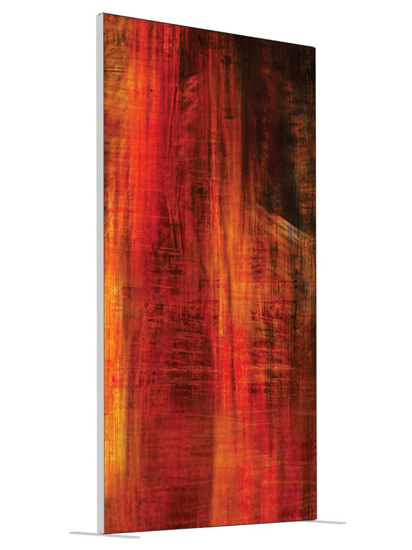 Bold red black vertical streak shown at an angled view, photography backdrop panel for Denny StudioEdge silicone edge frame, 4 ft
