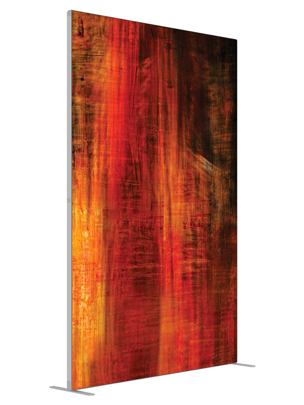 Bold red black vertical streak shown at an angled view, photography backdrop panel for Denny StudioEdge silicone edge frame, 5 ft
