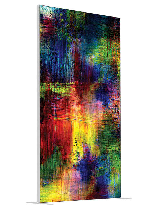 Brainiac Bold Grunge Abstract shown at an angled view, photography backdrop panel for Denny StudioEdge silicone edge frame, 4 ft
