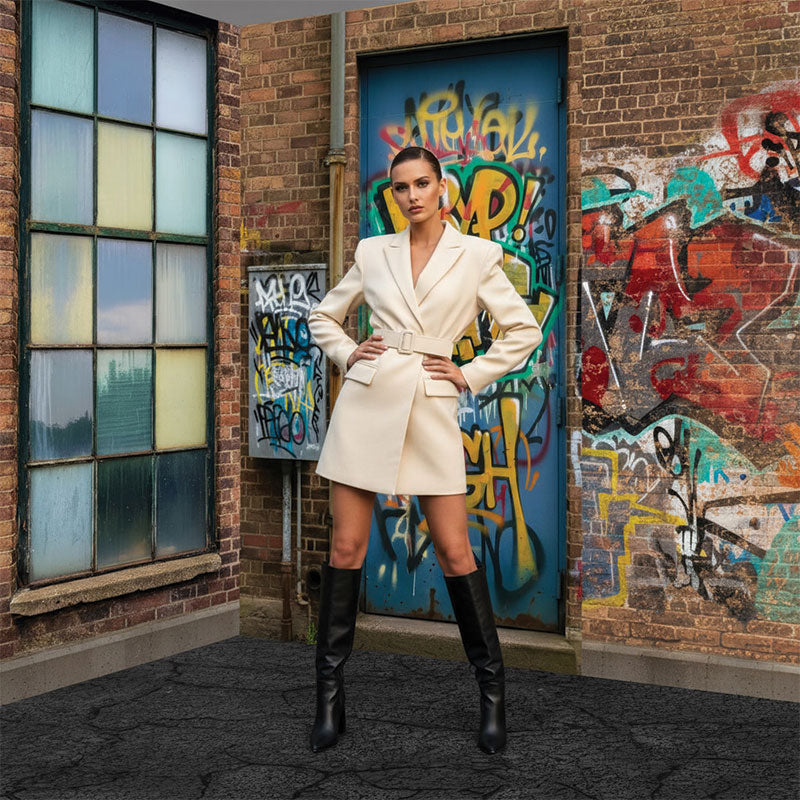 Brick wall graffiti printed photography backdrop lifestyle portrait sixth angle - Denny StudioEdge SECP-8863