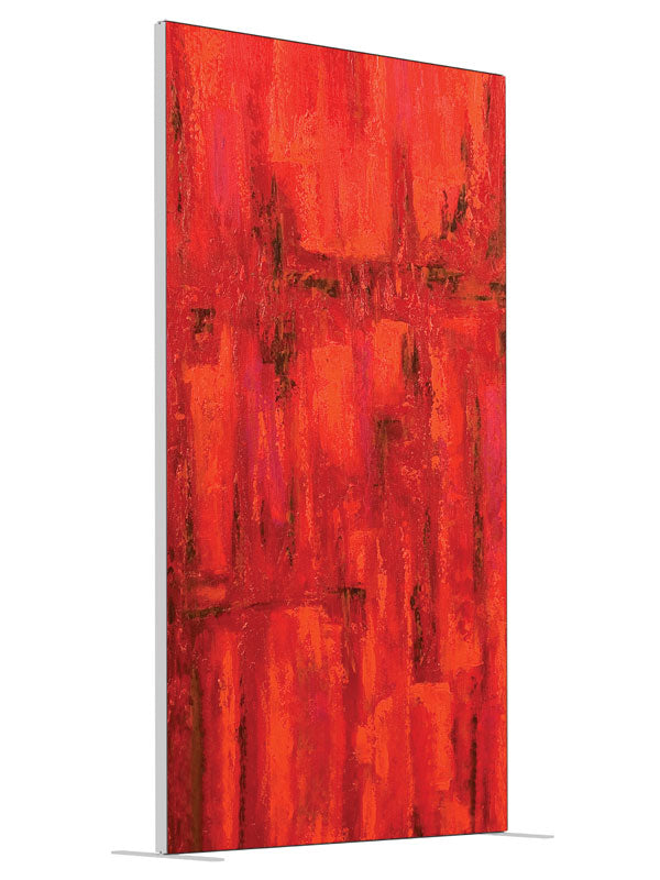 Bright red textured brushwork shown at an angled view, photography backdrop panel for Denny StudioEdge silicone edge frame, 4 ft